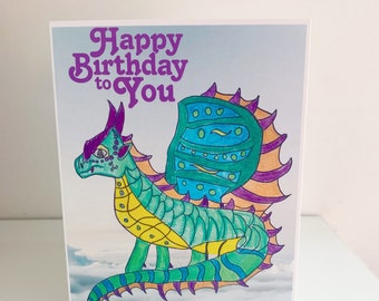 Seawing the Dragon on a Cloud Happy Birthday Card