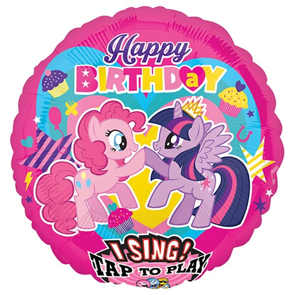 28 inch My Little Pony Happy Birthday Sing-A-Tune Anagram Foil Mylar Balloon - Party Supplies Decorations