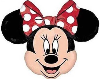 34" Minnie Mouse Shaped Foil Mylar Balloon With Red Bow - Party Supplies Decorations Foil Mylar Balloon