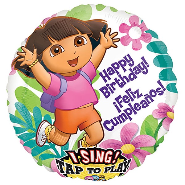 28 inch Dora Birthday/ Cumpleanos Sing-A-Tune Anagram Foil Mylar Balloon - Party Supplies Decorations