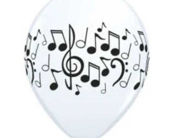 Surtido de globos de látex con notas musicales de 11" • Suministros para fiestas Decoraciones Globo - Paquete de 6