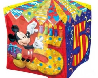 15 inch MICKEY MOUSE Cubez AGE 5 Balloon - Party Supplies Decorations Foil Mylar Balloon
