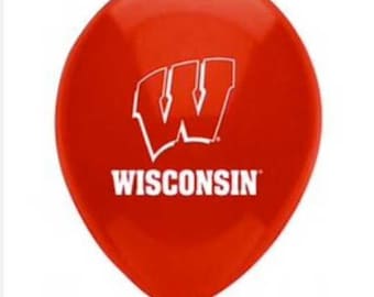 Globos de látex de los Wisconsin Badgers de 11 pulgadas • Artículos para fiestas, decoraciones y globos - Paquete de 6