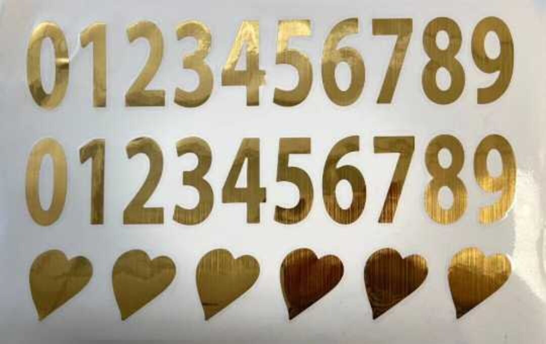 NUMBERS AND HEARTS Gold Sticker - Etsy