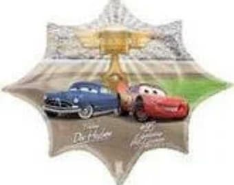DOC and MCQUEEN PISTON Cup Balloon - Large Foil Mylar Balloon - Party Supplies Decorations Foil Mylar Balloon