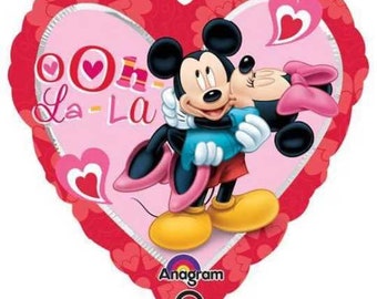 18 inch MICKEY & MINNIE HEART - Foil Mylar Balloon - Party Supplies Decorations