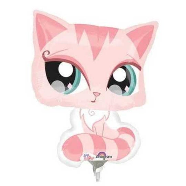 14" LITTLEST PET SHOP Pink Cat Mini Shape Balloon (Air-Fill Only) - Party Supplies Decorations Foil Mylar Balloon