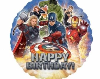 Globo de FELIZ CUMPLEAÑOS DE LOS AVENGERS de 18" - Suministros para fiestas Decoraciones Globo de Mylar de aluminio