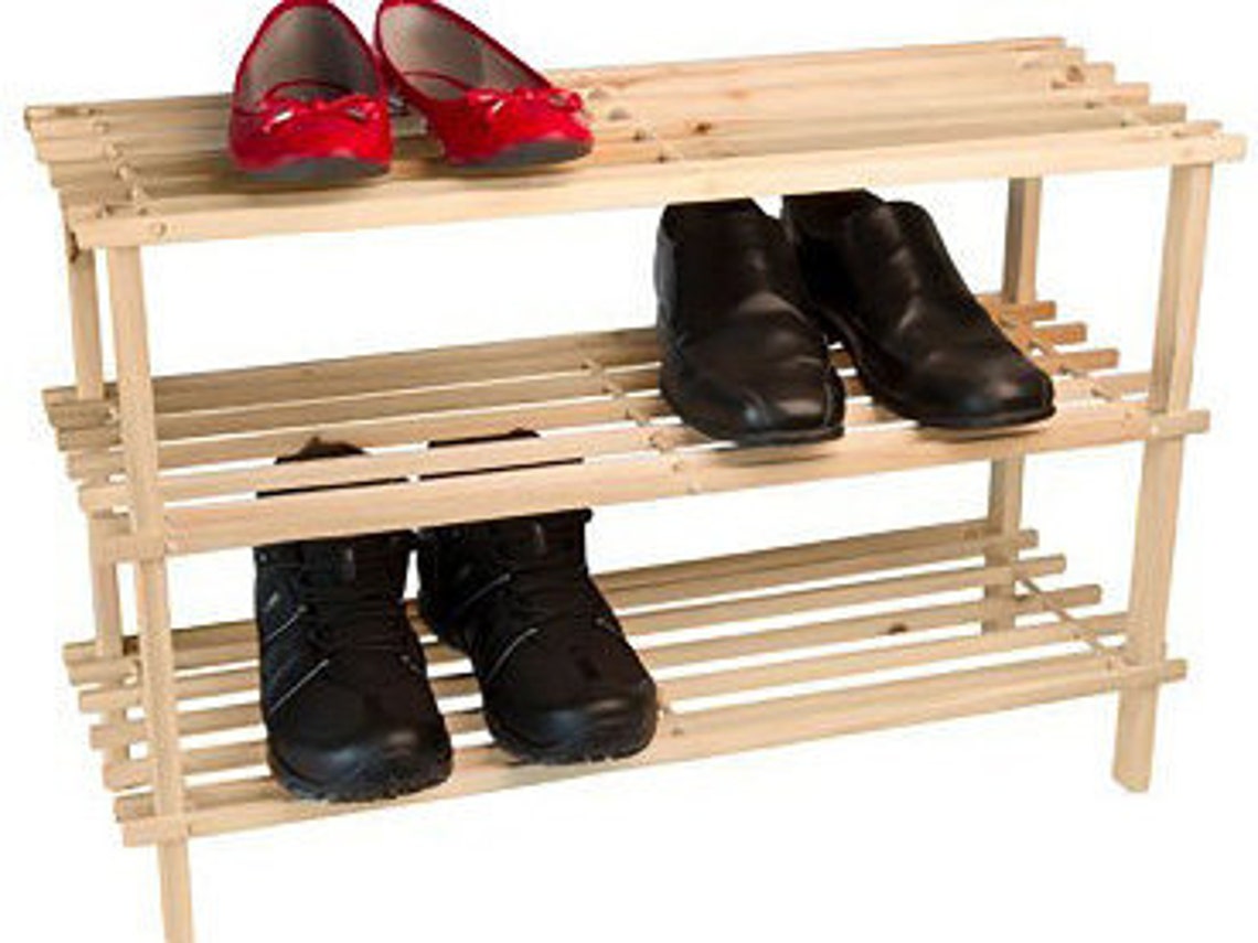 Wooden Three Tier Shoe Rack Etsy