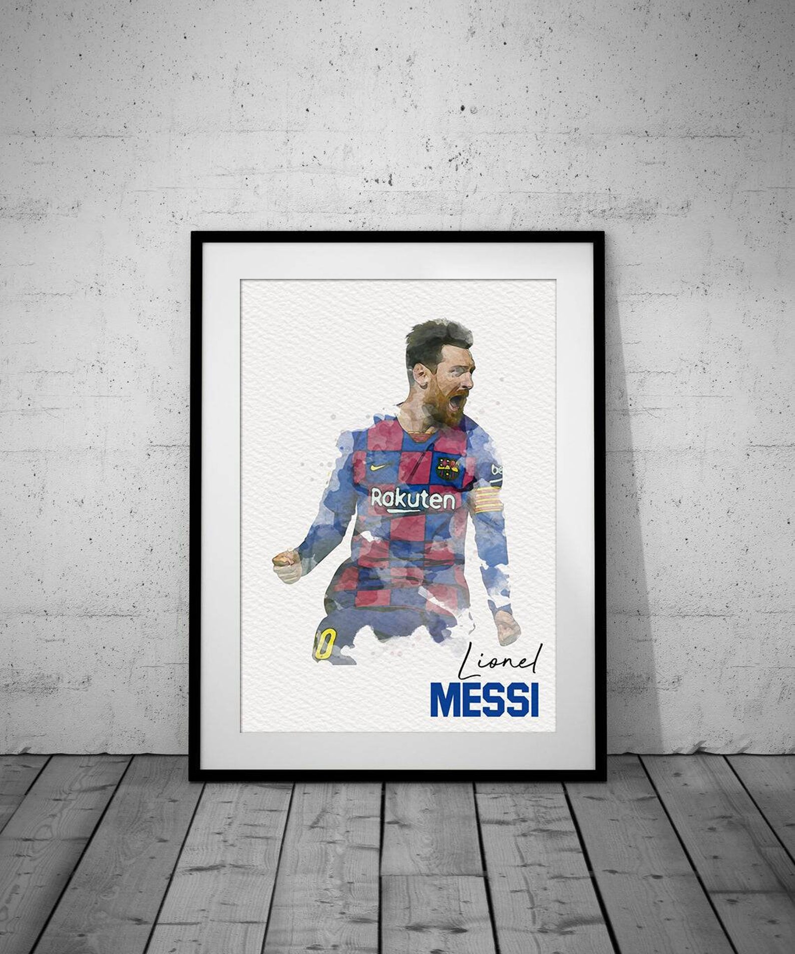 Lionel Messi Barcelona Watercolour Style Football Print A4 Etsy