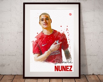 Darwin Nunez Liverpool Print | Liverpool Gift | Champions League Print | A4 Print | Gift for Liverpool fan
