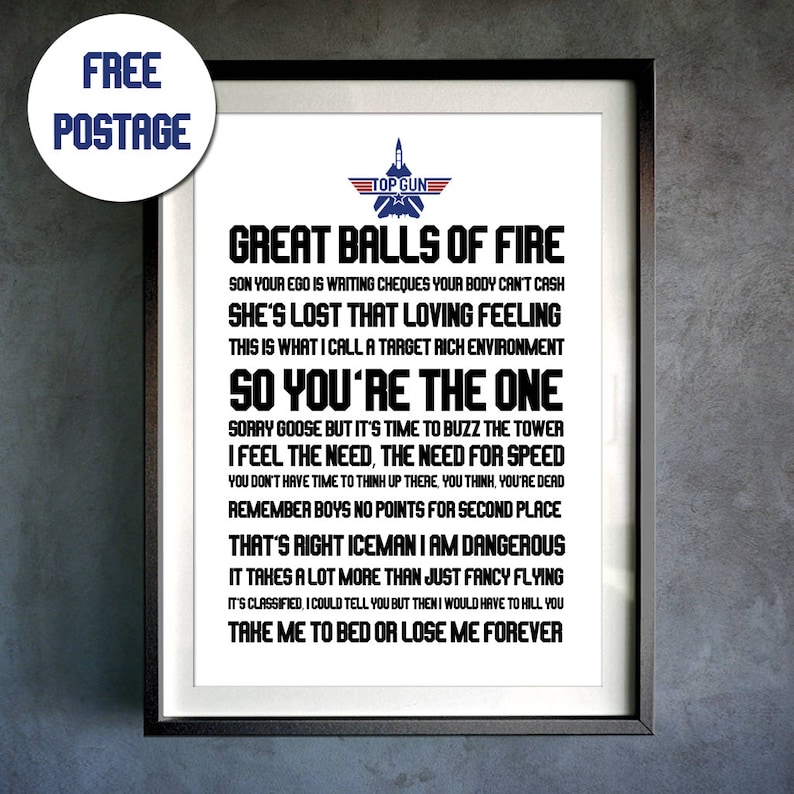 Top Gun Best Quotes A4 Print Movie Print Kitchen Wall Art Etsy