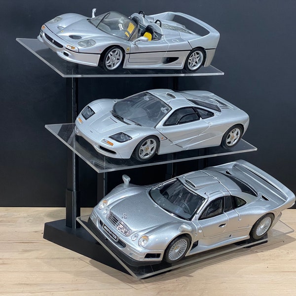 1:18 Scale Model, 3 Tier, Angled Desktop Display Stand - Suits Formula 1, Indy, V8 Supercars, Touring Cars, LMP, Hypercar, models