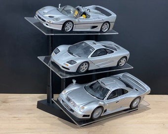 Modelo a escala 1:18, 3 niveles, soporte de exhibición de escritorio en ángulo - Se adapta a Fórmula 1, Indy, Superdeportivos V8, Turismos, LMP, Hypercar, modelos