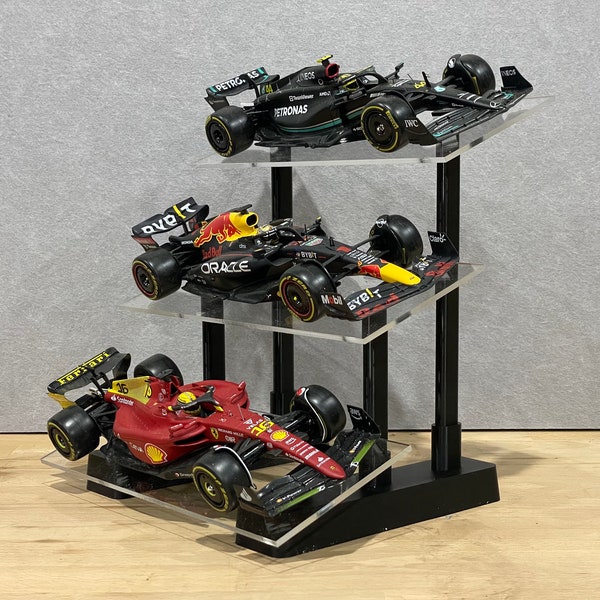 1:24 Scale Model, 3 Tier, Angled Desktop Display Stand - Suits Formula 1, Indy, V8 Supercars, Touring Cars, LMP, Hypercar, models