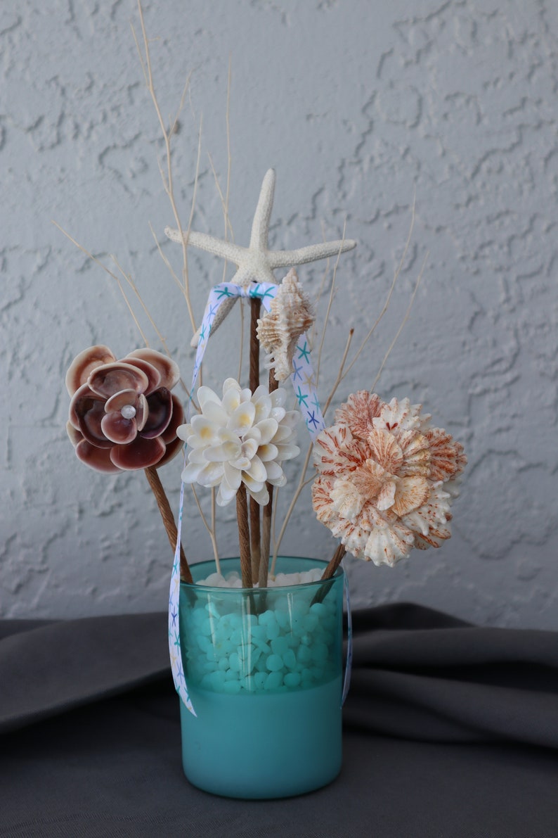 Seashell Beach Flower Arrangements Blue with Starfish