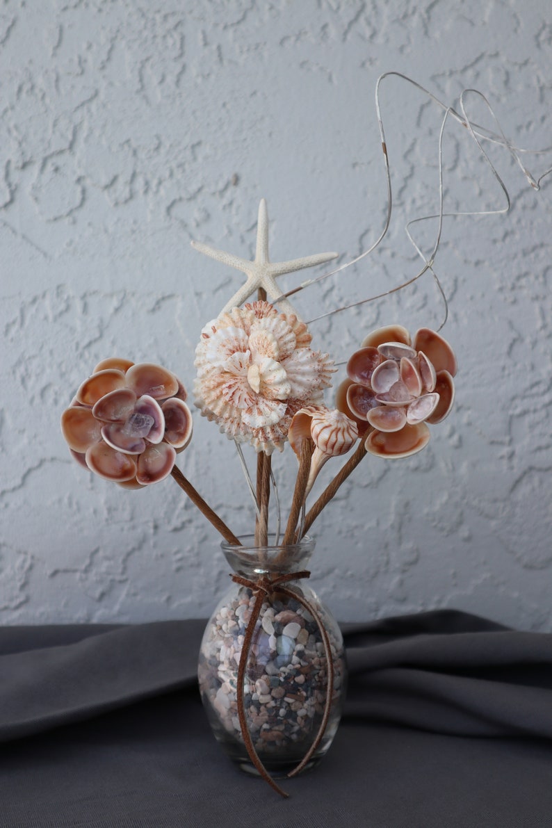 Seashell Beach Flower Arrangements Small Neck Suede