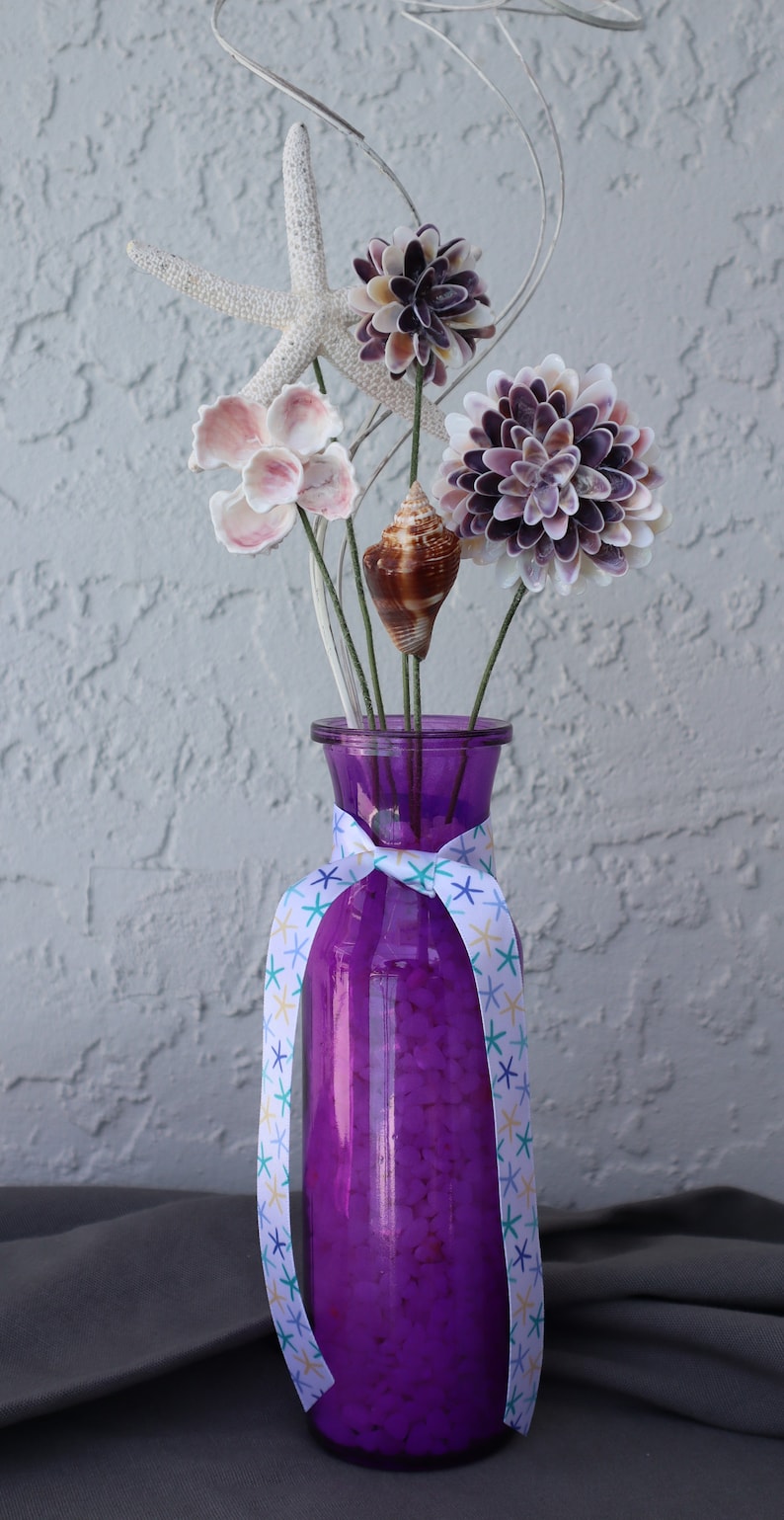 Seashell Beach Flower Arrangements Purple Tall Vase