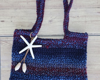 Beach Blues Crochet Tote Bag