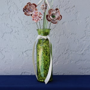 Seashell Beach Flower Arrangements Green Tall Vase