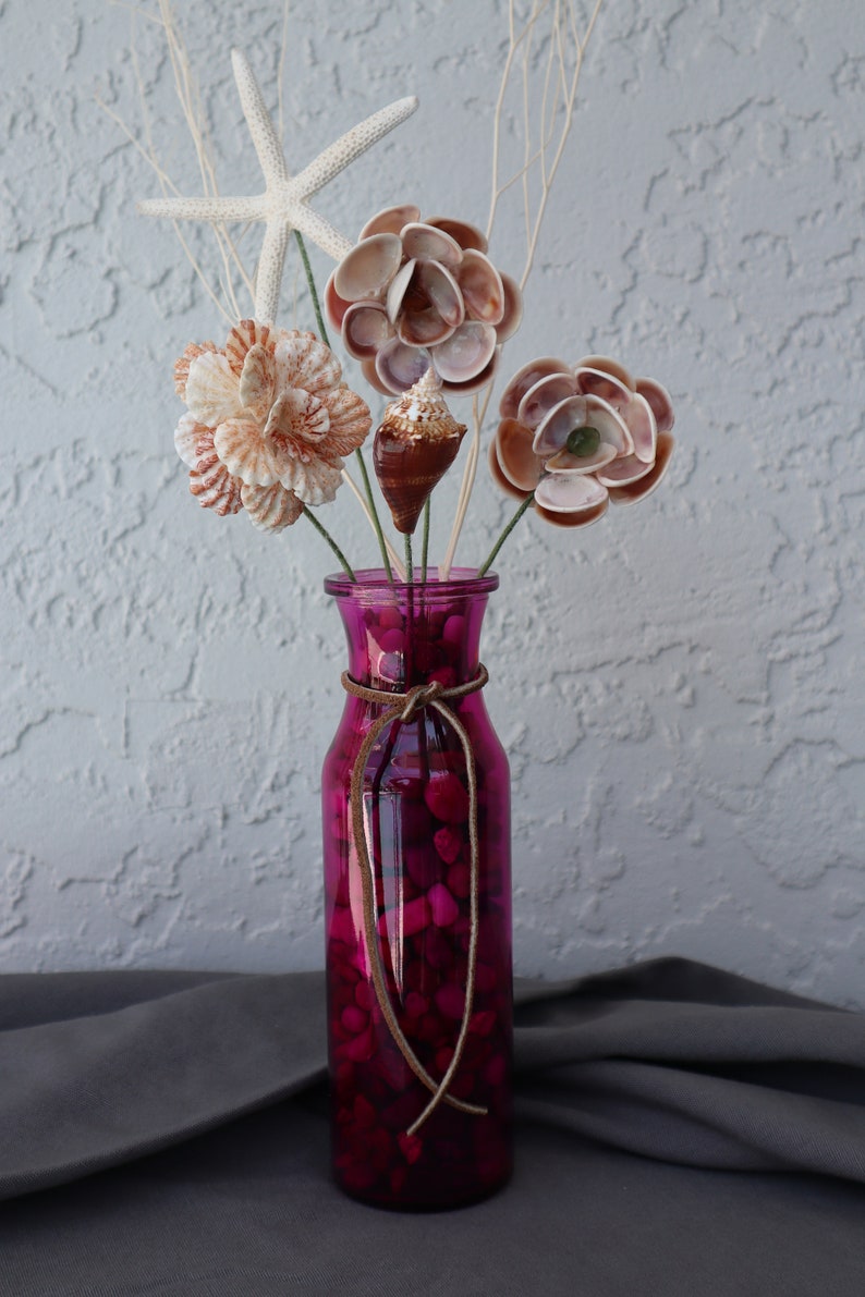 Seashell Beach Flower Arrangements Pink Tall Vase