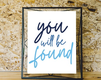 Dear Evan Hansen Broadway Musical "You Will Be Found" inspirierte lyrische Kunst DIGITAL DOWNLOAD | Druckbare Monochrome Minimalistische Wand/Schreibtisch Kunst 