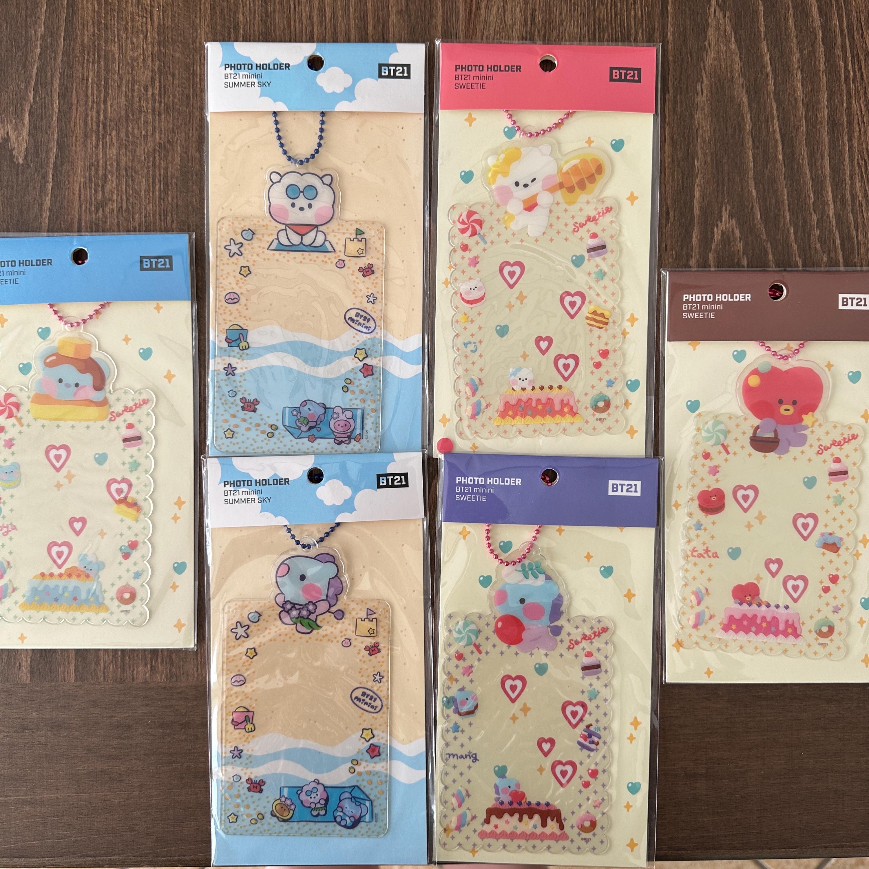 BT21 kpop photocard holder keychain bag charm bangtan sonyeondan bts koya RJ mang shooky  chimmy tata summer  dessert