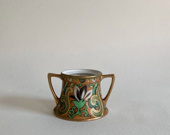 Nippon Art Nouveau Hand Painted Porcelain Sugar Dish by Importer Morimura Bros - No Lid – Early 1900s - Art Nouveau Floral –  Gold Detailing