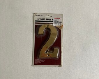 NOS Brass House Number 2: 4.75" Tall, Marco Polo Imports