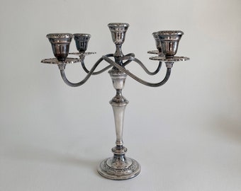 Newport Silver Plate Candelabra - 5 Arm Light Candelabra - Twisted Arm Candelabra - 13" Inches Tall - Multiple Configurations - 20th Century