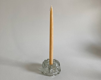 Mid Century Clear Glass Candleholder: Bubble Design, MCM Style