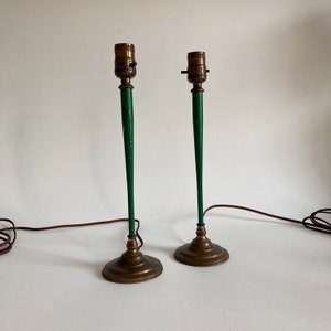 Vintage Hunter Green Metal Lamps – Table Lamps – Tall Thin Lamps - Vintage Lighting – 20th Century Design – 1930s Style – Vintage Home Decor