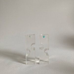 Geometric Postmodern Memphis Style Clear Acrylic Candleholders – Set of 2 – 1980s - 1990s 4&quot; Inches Tall – Clear Modern Style Candlesticks