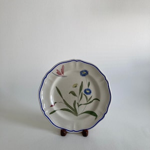 Libellule Pattern Salad Plate by Longchamp - Sold PER Plate - 1 Available - Made in France - Whimsical Floral Decorative Wall Hanging Plate