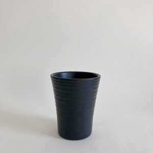 Dark Brown Ceramic Planter – Ribbed Pattern Exterior - Made in Germany - Small Ceramic Flower Pot - Succulent Container – Indoor Planter