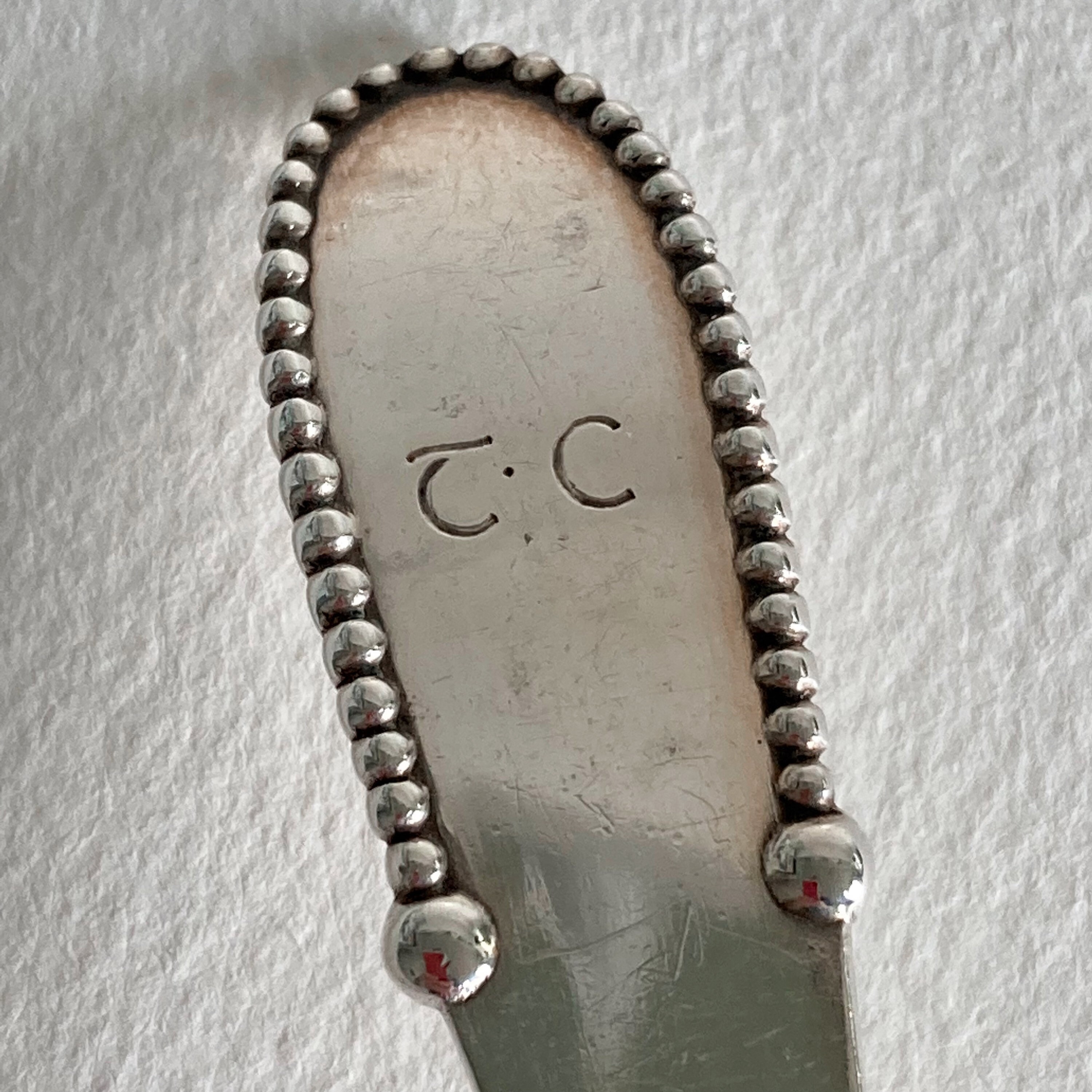 Jensen Silver Beaded Pattern Gravy Ladle Sterling Silver Engraved