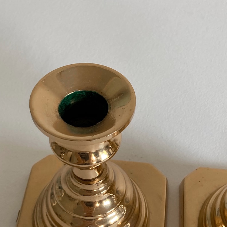 Vintage Pair of Solid Brass Candlesticks Made in USA Etsy