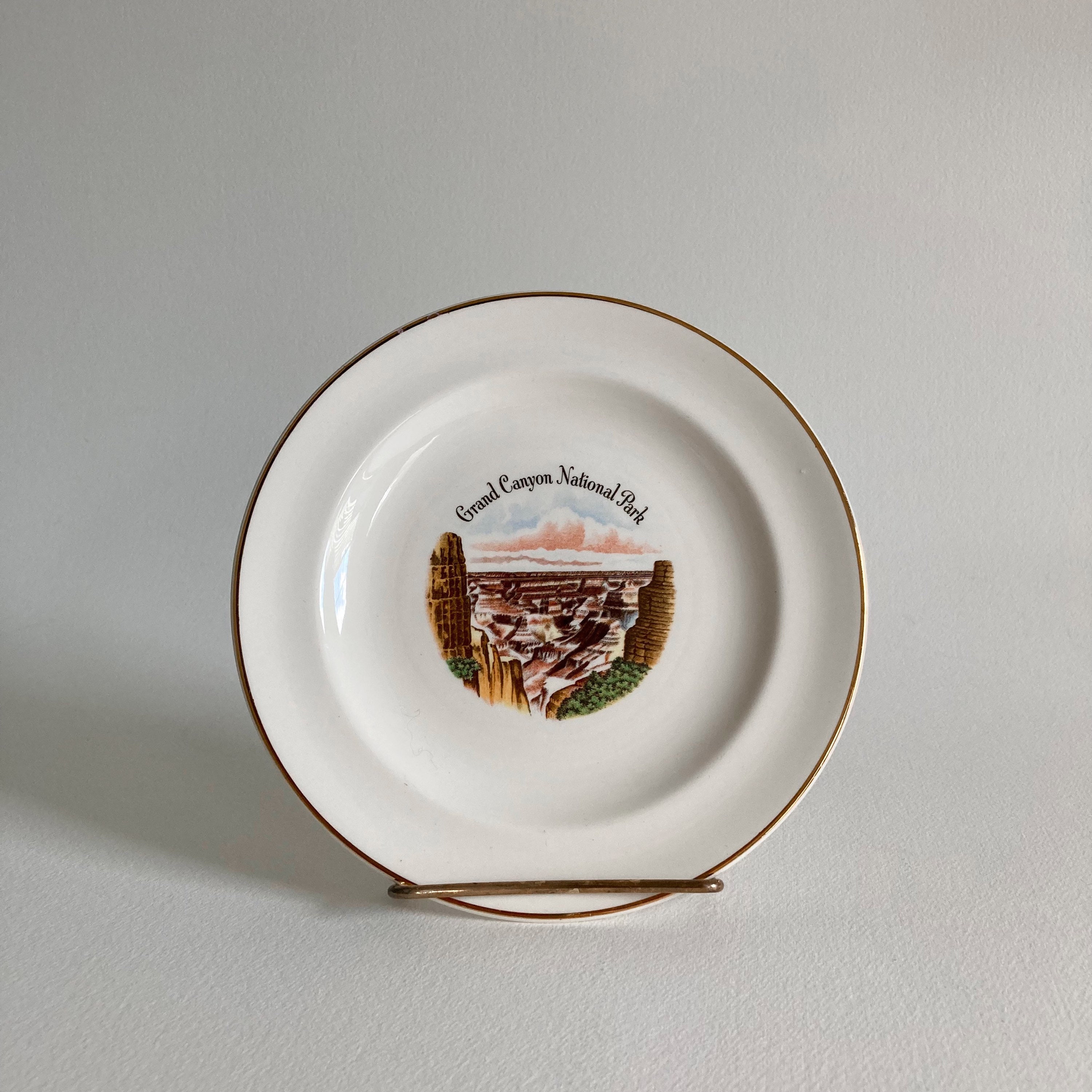 Vintage Grand Canyon Souvenir Plate: 1950s ENCO 22K Gold Rim