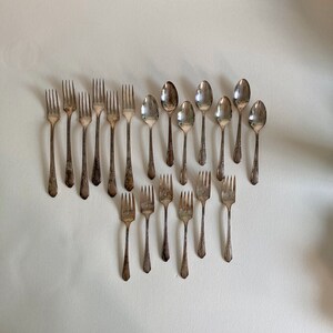 Vintage 1930s Silverplate Collection - Meadowbrook Pattern by Oneida Silver - Set of 19 Pieces - Silverplate for Staging Styling Still Life