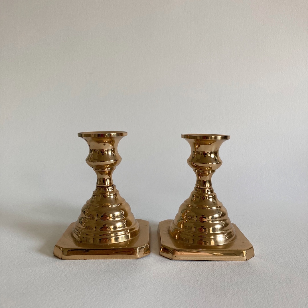 Vintage Pair of Solid Brass Candlesticks Made in USA Etsy