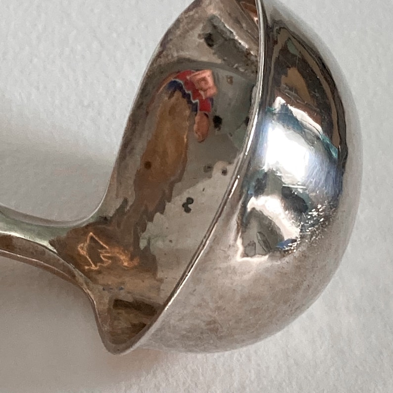 Jensen Silver Beaded Pattern Gravy Ladle Sterling Silver Engraved