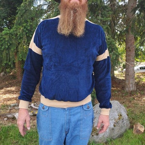 Navy Terry Cloth long sleeve sweater