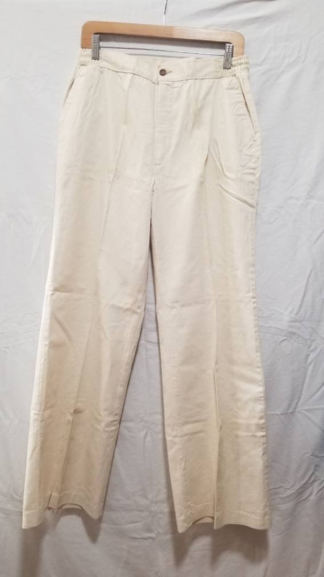 Vintage H.i.s. Cotton Cream Colored Leisure Pants NWT - Etsy
