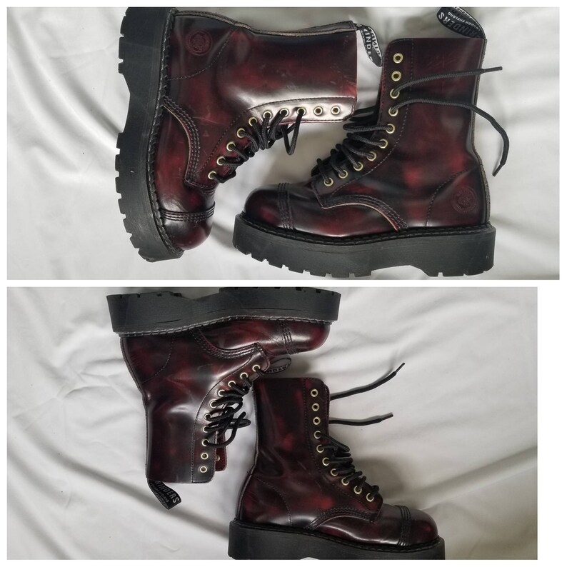 Grinders Cherry Red Steel Toe Platform Boots Etsy