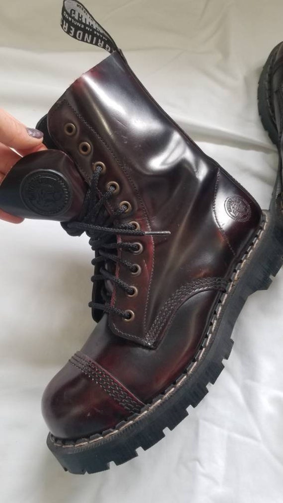 Grinders Steel Toe Cherry Red Leather Boots Gem