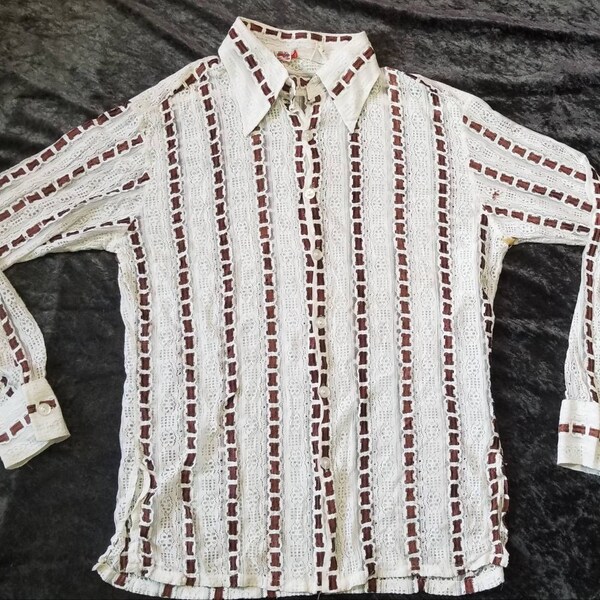 Lace Button-Up Long Sleeve Shirt