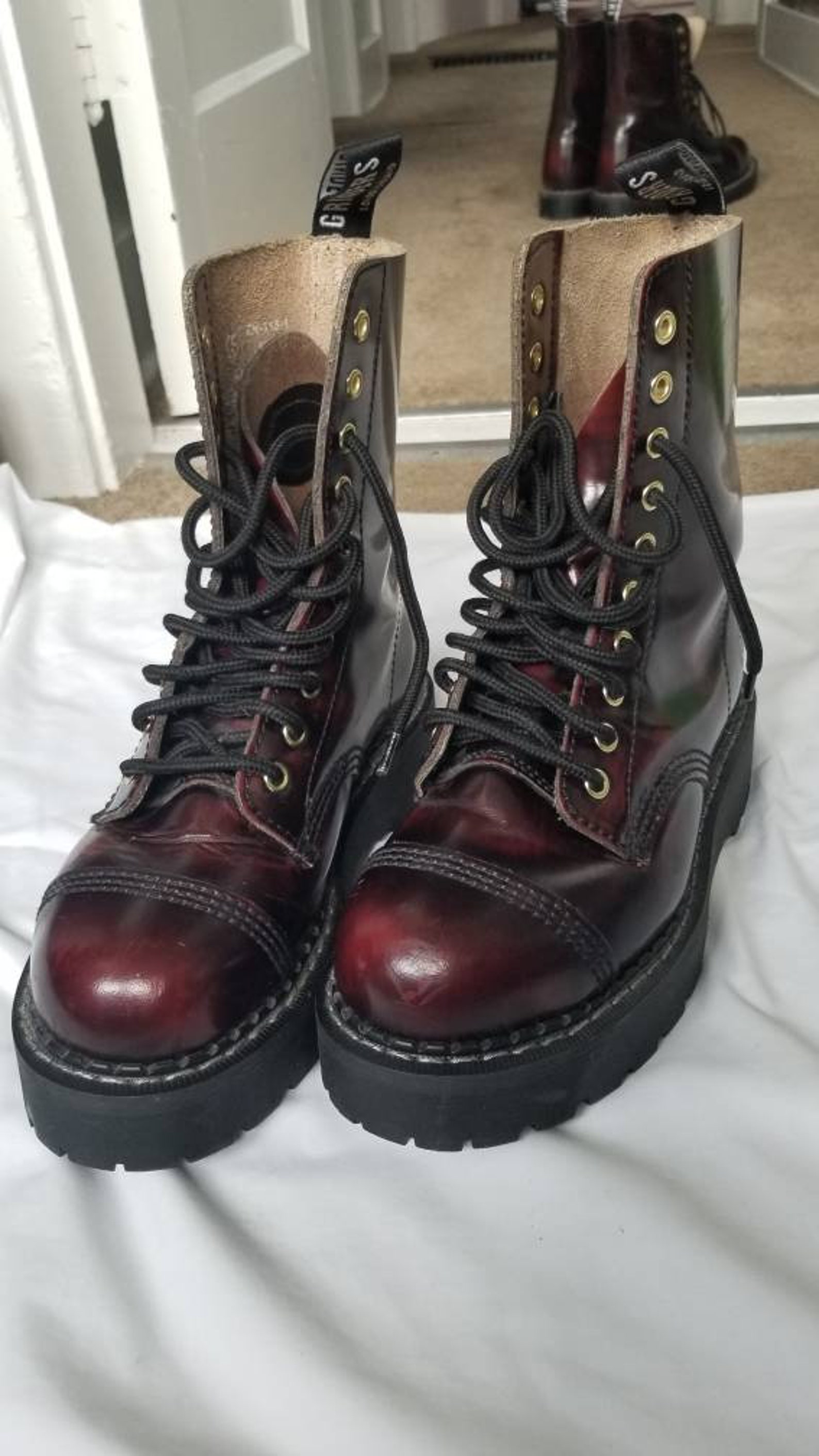 Grinders Cherry Red Steel Toe Platform Boots | Etsy