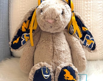 Custom Hand Sewn Jellycat Bunny College/KPop/Camp/Sweet 16