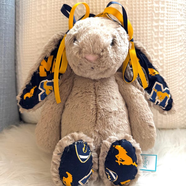 Custom Hand Sewn Jellycat Bunny College/KPop/Camp/Sweet 16