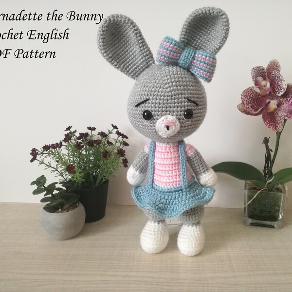 Bernadette le lapin pdf PATTERN crochet anglais amigurumi